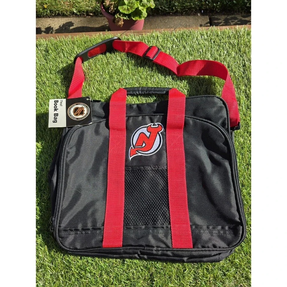 Vtg 90s Mead NHL New Jersey Devils Messenger Carry-on Gym Laptop Book Bag NWT